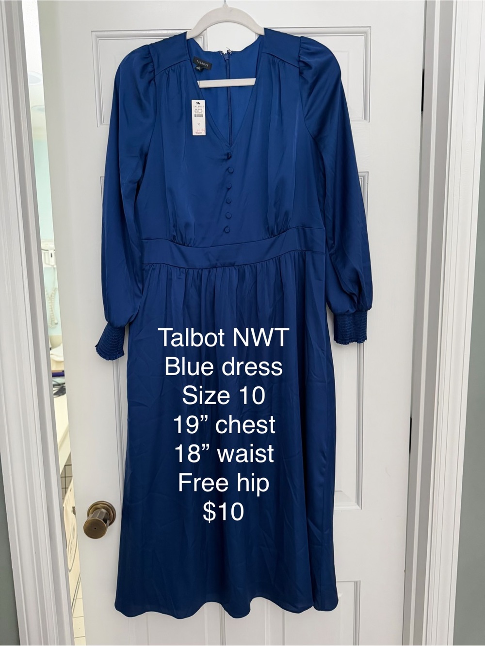 Talbots Royal Blue Long-Sleeve Midi Dress